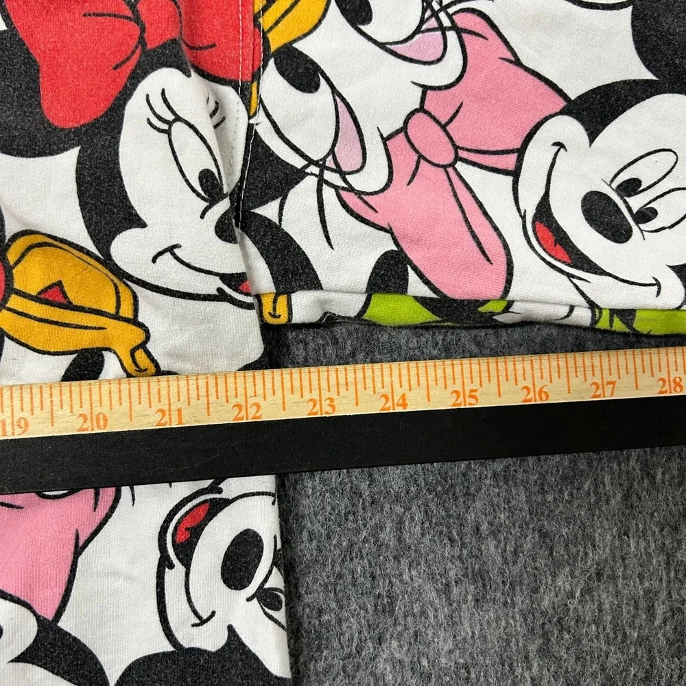Disney Sweatshirt Womens XL White All Over Print Mickey Minnie Daisy Crewneck